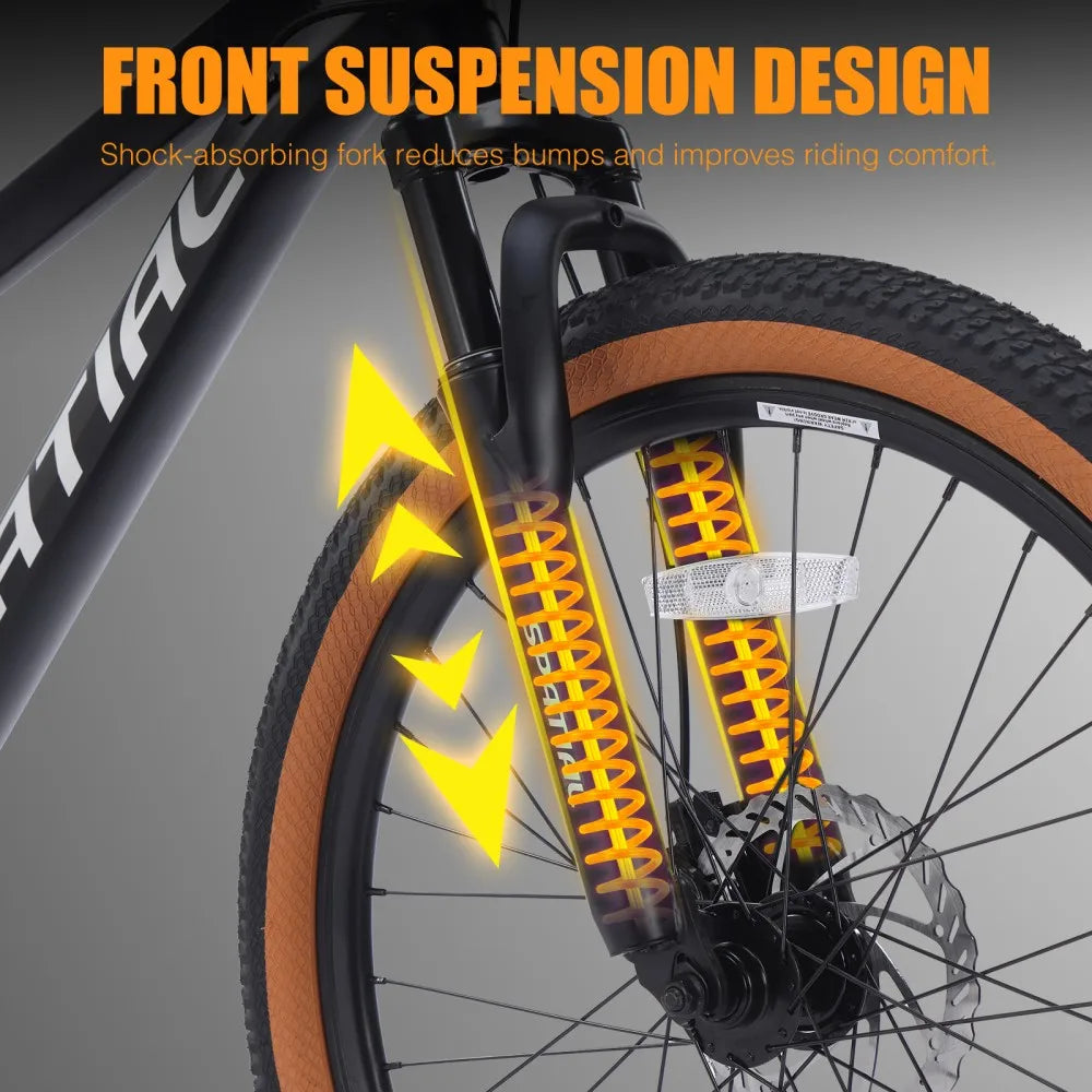 SPATIAL Mountain Bike 24 Inch, 21 Speed Aluminum Frame Lightweight Bike,Dual Disc Brake Bicycle for Teenager