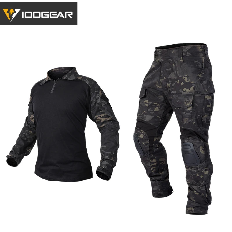 IDOGEAR Tactical Uniform BDU G3 Combat Shirt & Pants Knee Pads Update Ver Camo Combat Uniform 3004