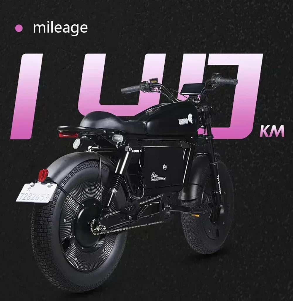 EBIK Black Warrior 3000W Motorcycle 60V 45AH ebike Adult Highway Electric Bike 20-inch Off-Road Fat Tires Suitable for Desert Mo