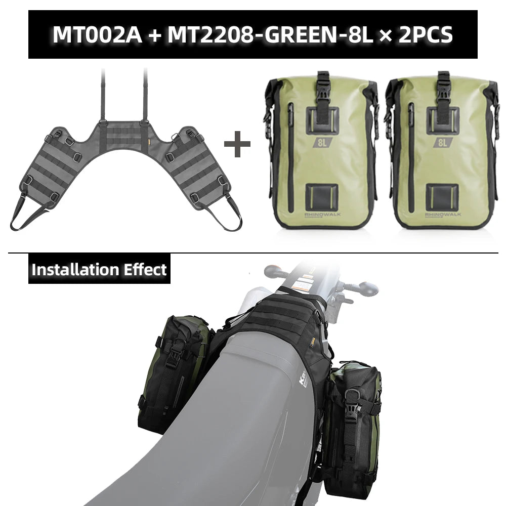 Rhinowalk Motorcycle Side Bag With Base Waterproof 6L/8L/10L/15L Motor Rear Seat Bag Rack Motocross Storage Backpack