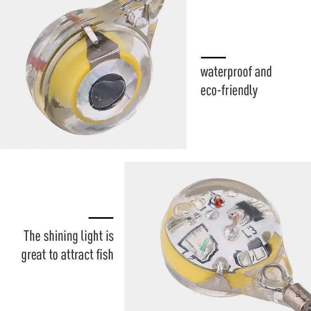 10Pcs Fishing Lure Light Mini Eye Shape Underwater Night Light Lure Battery Powered Luminous Fish Lure for Seawater Freshwater