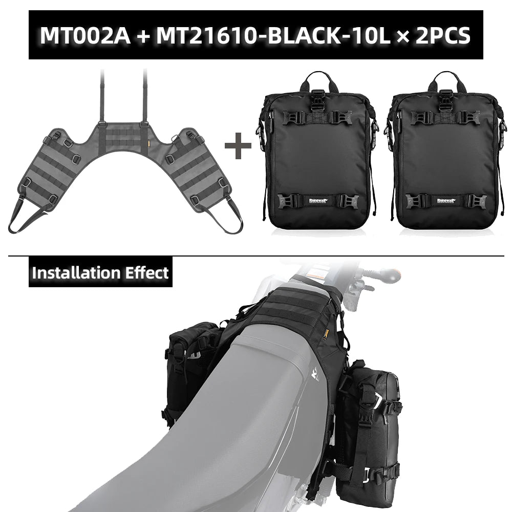Rhinowalk Motorcycle Side Bag With Base Waterproof 6L/8L/10L/15L Motor Rear Seat Bag Rack Motocross Storage Backpack