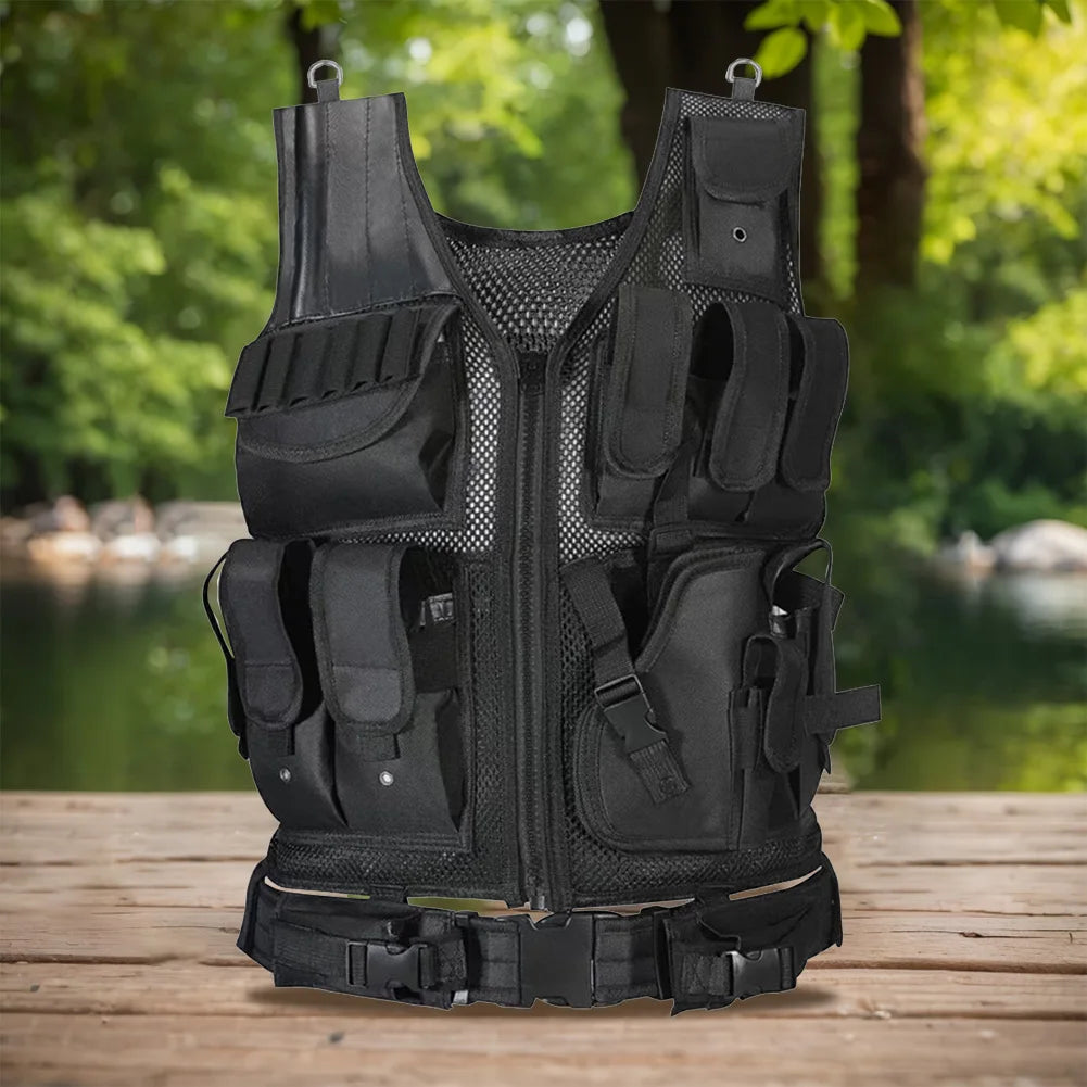 Nylon Molle Vest Adjustable Combat Body Armor Vests Multi-Pocket Airsoft Vest Hunting Outdoor CS Game Airsoft Training Jacket
