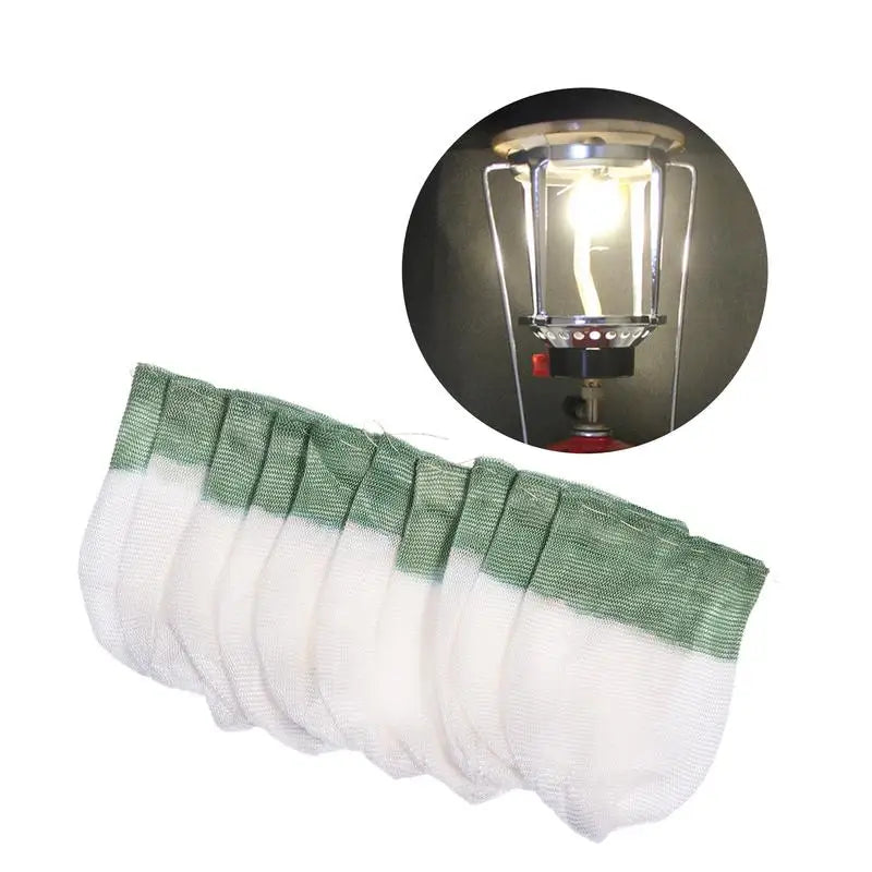10Pcs Standard Lantern Mantles Outdoor Camping Gas Lamp Mantle Gas Lantern Mantle String-Tie Gas Stove Lamp Cover Gaslight Mesh
