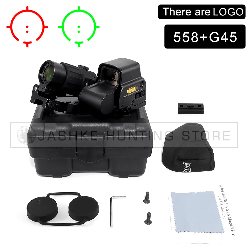 558+G43 G33 Holographic Collimator Sight Red Dot DOptic Sight Reflex with 20mm Rail Mounts for Rifle Hunting Tactics