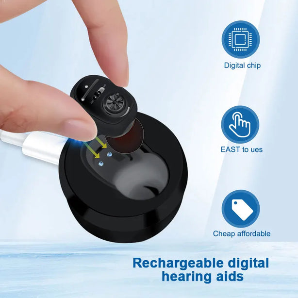 Rechargeable Hearing Aids Invisible Digital Sound Amplifier for Deafness Wireless Hearing Aid to Severe hear loss audifonos