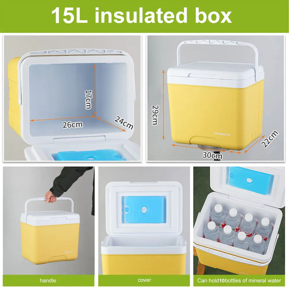 15/6L Cooler Box Portable Camping Refrigerator Incubator Large Capacity Car Ice Bucket Heat Preservation Camping BBQ Equipment