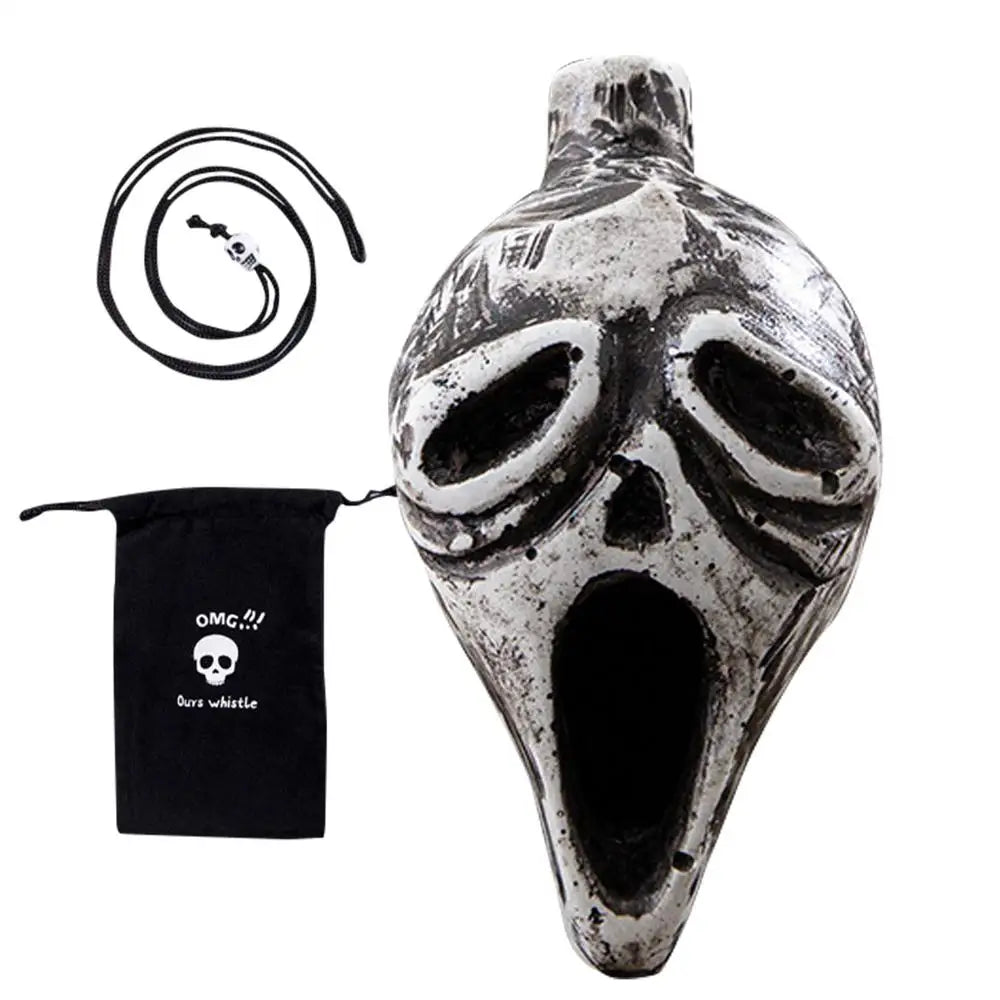 Death Whistle Screaming Whistle Instrument Skull Retro Aztec Death Halloween props Loudest Whistle with Human Sounding Screams