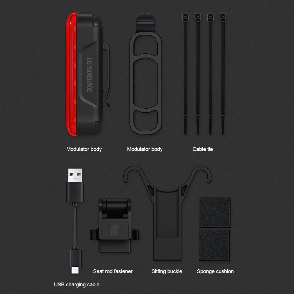 High Brightness Bike Rear Lamp USB Charging Bike Rear Night Light Brake Sensing Cycling Safety Warning Light for Bike Seat Post