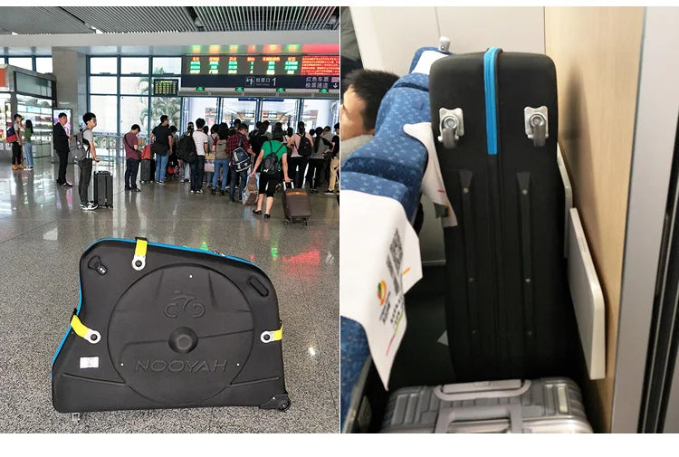 NOOYAH Bike Travel Case Bicycle Transport Bag EVA Case MTB Road Bike Accessories Hardshell Round Trip Suitcase Bike Travel Tools