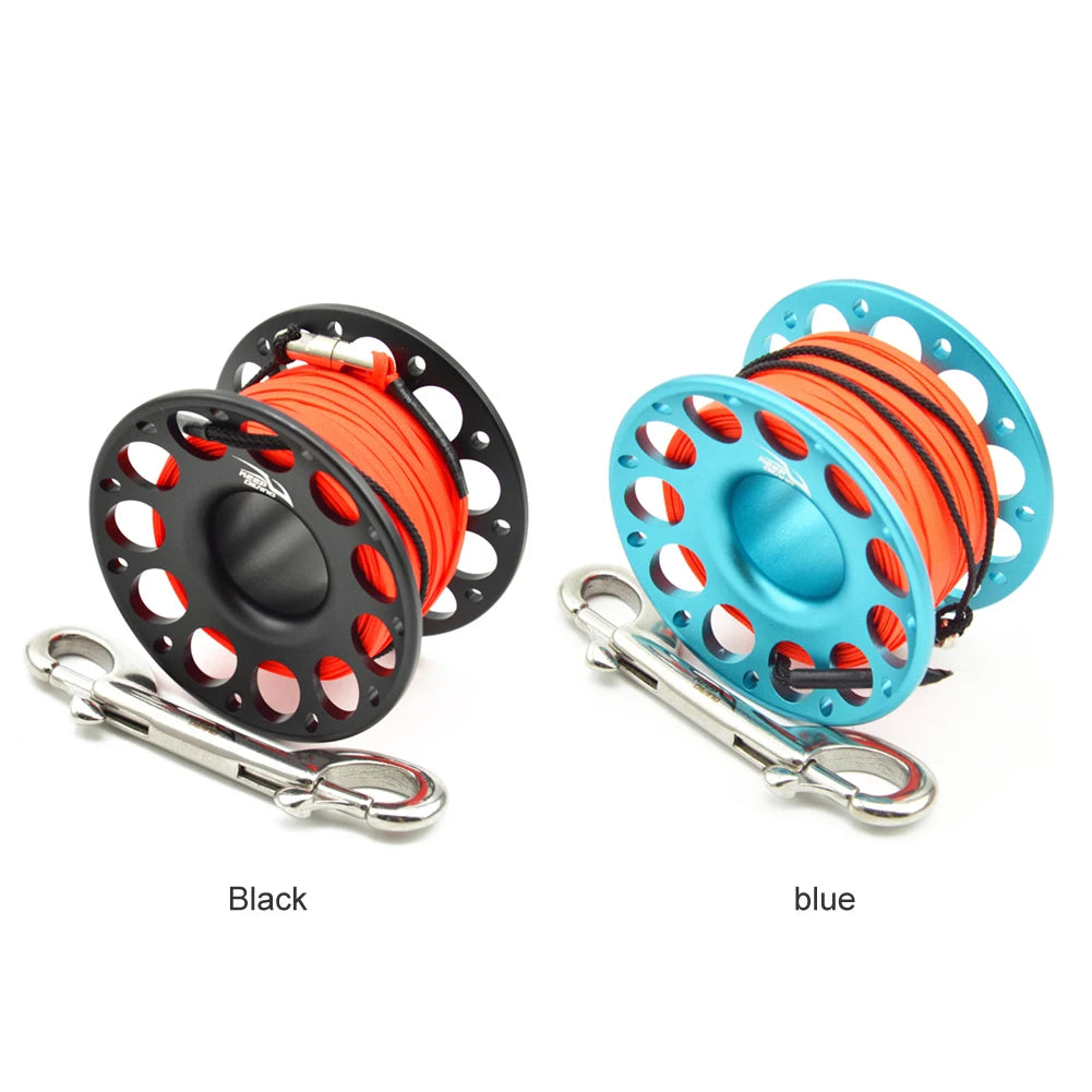 Scuba Diving Spool Finger Reel with Steel Double Ended Hook Under Water Fishing Cave Dive Fishing Accessories