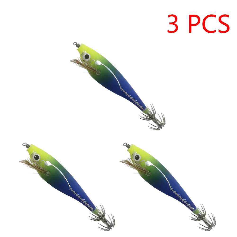 1-3Pcs 110mm 10.5g Fluorescent Fishing Lure Built-In Bead Luminous Jigging Bait Glow In Dark Artificial Squid Hook Jigs Tackle