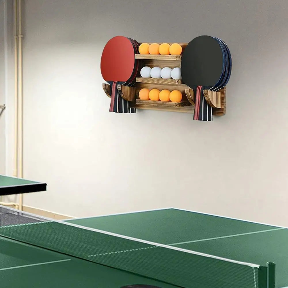 Table Tennis Paddle Holder Large Capacity Wooden Table Tennis Paddle Display Holder Storage Organizer Racket Mount storage Rack