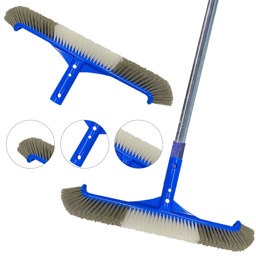 17 Inch Swimming Pool Scrub Brushes with EZ Clip Heavy Duty Pool Brush Head for Cleaning Inground Pool Tiles Walls Floor Steps