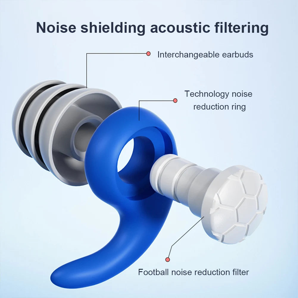 3-Layer Noise Sleeping Ear Plugs Sound Insulation Silicone Ear Protection Earplugs Washable Anti-Noise Earplugs for Showering