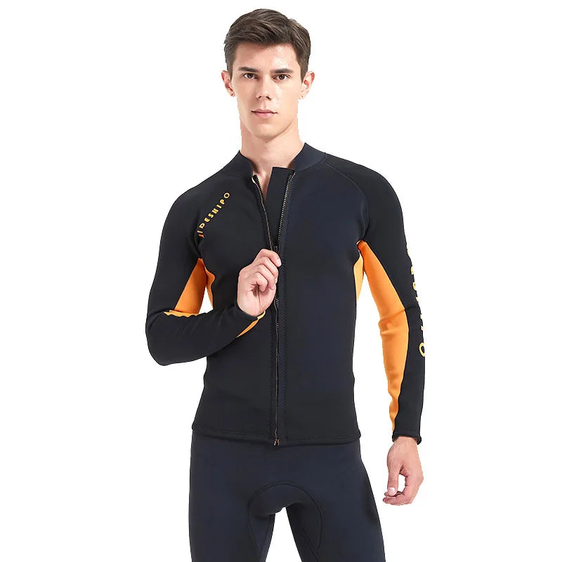 2MM Neoprene Men Split Diving Suit Jacket Swimming Top Suit Windproof Warm Jacket Surfing Motorboat Diving Jacket