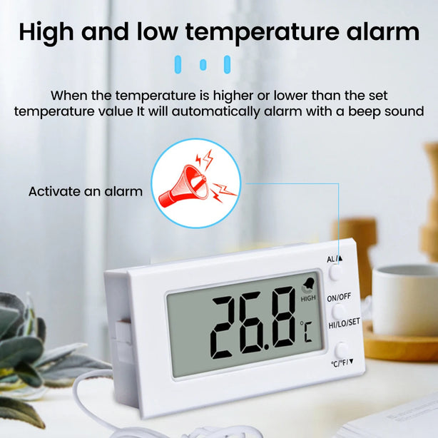 -50~300℃ Electronic Thermometer With Alarm Function LCD Digital Display 1M Temperature Sensor For Temperature Monitoring
