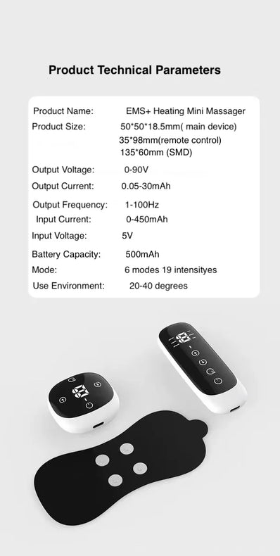 Wireless TENS Unit EMS Heating Muscle Stimulator Electric Pulse Massage  Menstrual Pain Relief Therapy Device for Neck Full Body
