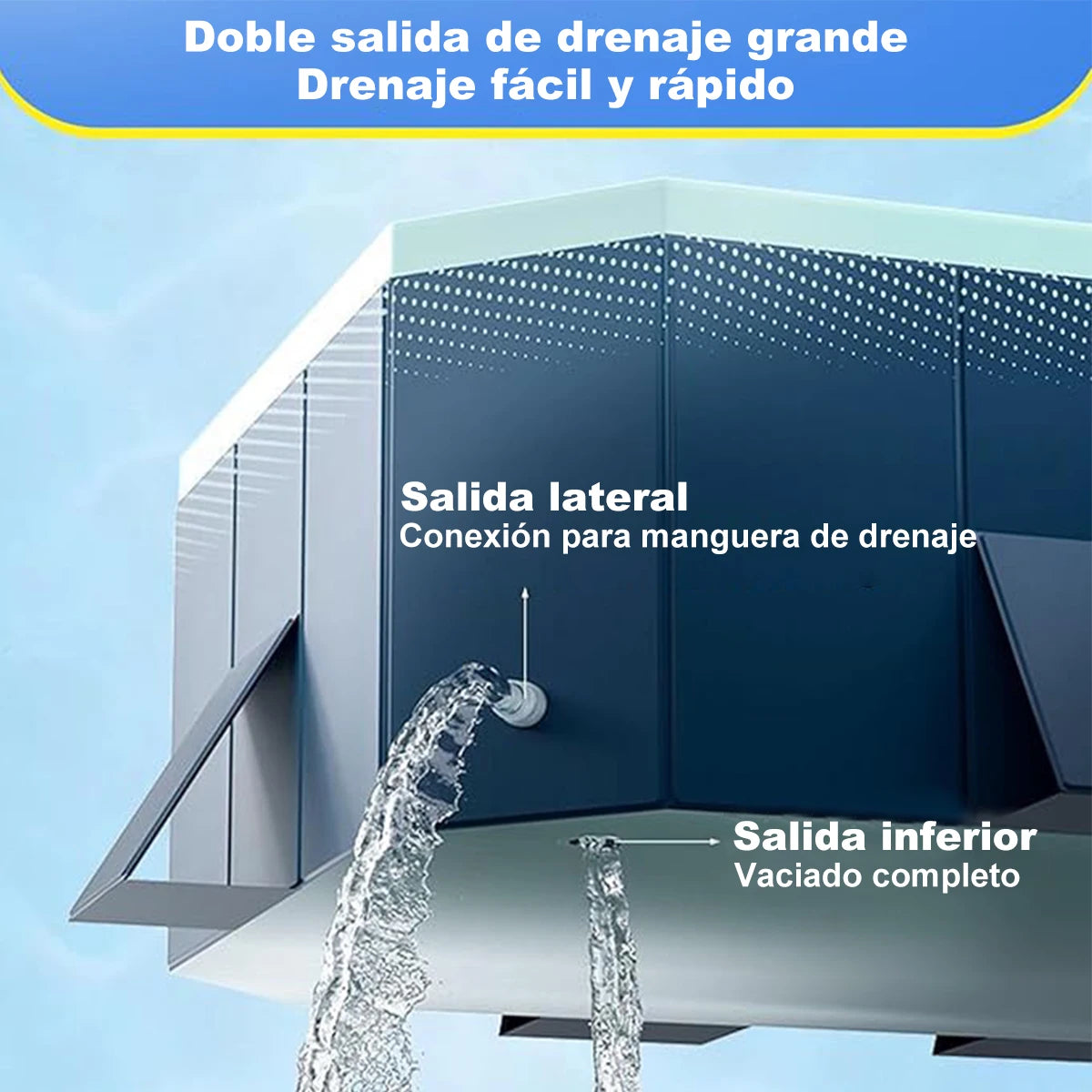 2.6/3m Foldable Large Rectangular Family Swimming Pool, Non-Inflatable, Easy Set-up, Suitable for Adults Kids Ideal for Outdoor