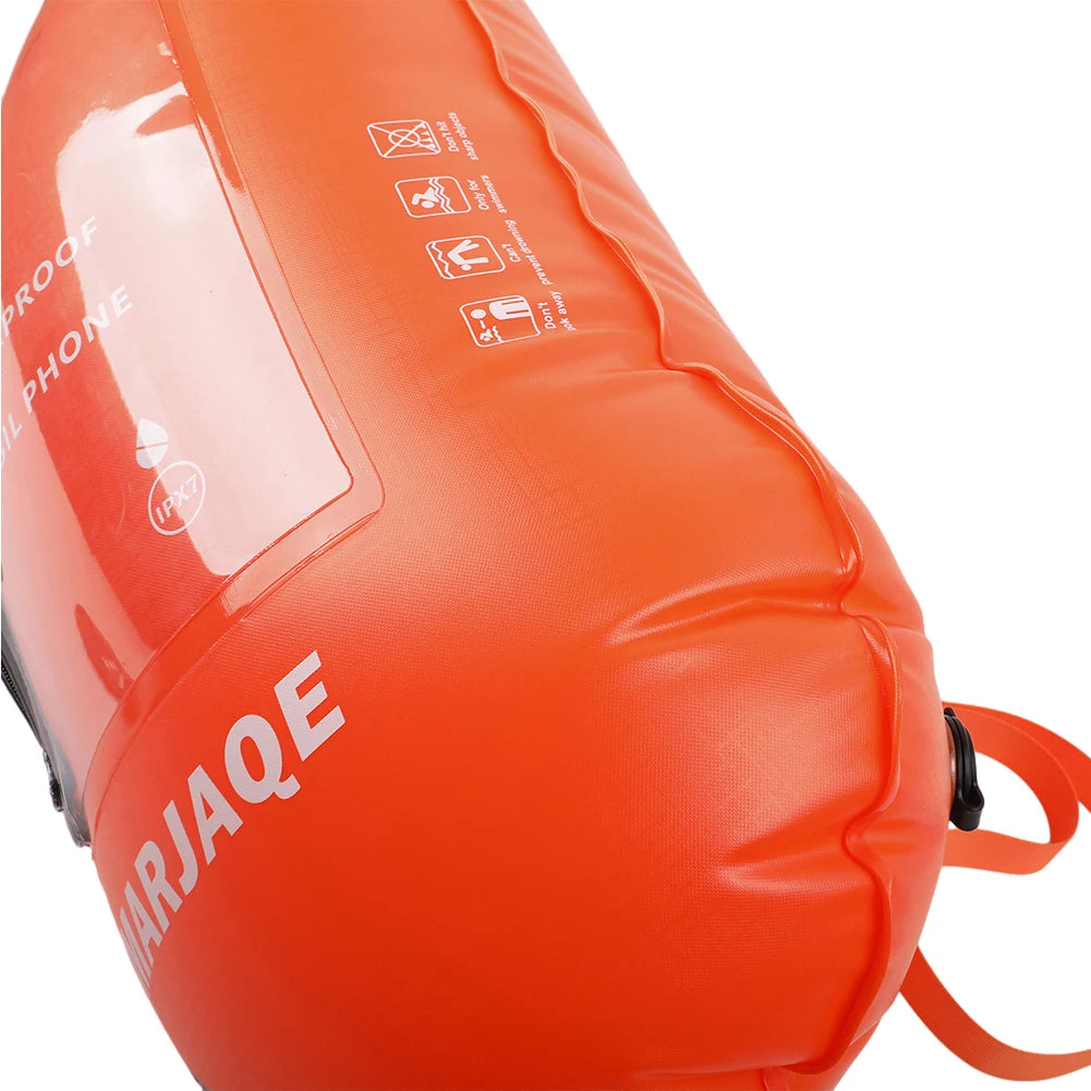Inflatable Open Swimming Buoy PVC Tow Float Dry Bag Thickened Float Airbag With Strap Double Air Bag With Waist Belt For Sports