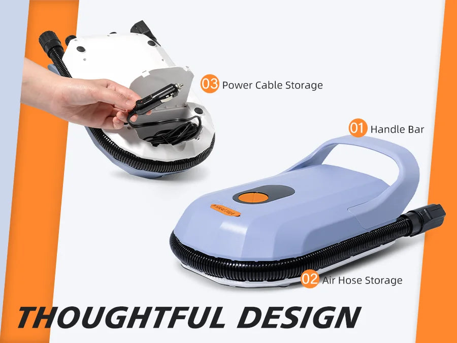 AIRBANK D6PRO SUP Electric Air Pump with Battery 7800mAh 20PSI Max Rechargeable 12V DC Car Connection Pump for Boards, Surf Kite