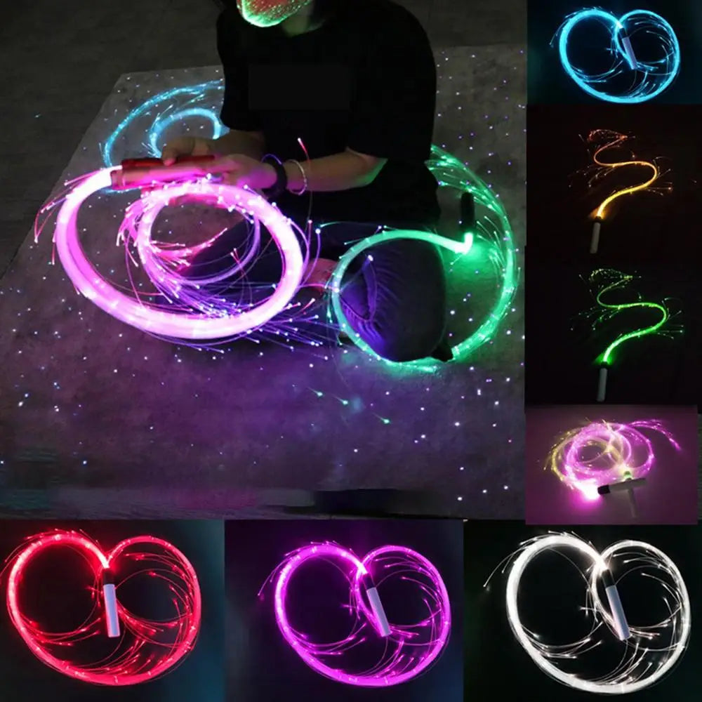 Colorful LED Fiber Optic Whip Light Disco RGB Dancing Glowing Whip Sparkle Flow String For Party Light Show Music Festival