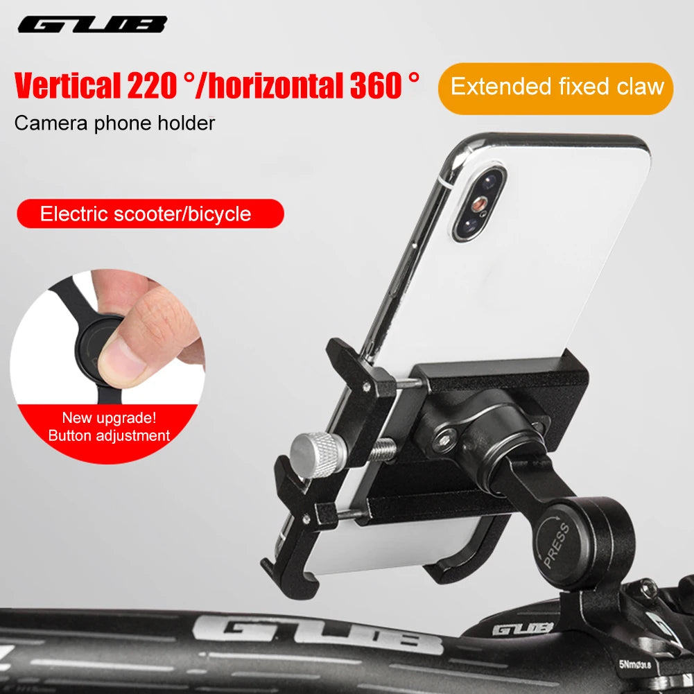 GUB PLUS 21 Phone Holder Aluminum Alloy Cell Phone Holder Bracket Rotatable Adjustable Anti-slip for 22.2-31.8mm Handlebar