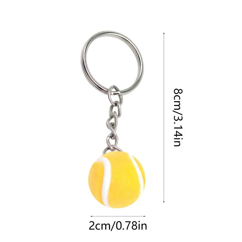 7 Color Key Chain Tennis Ball Metal Keychain Car Key Ring Sports Chain Sliver Color Mini Tennis Racket Backpack Pendant Gifts