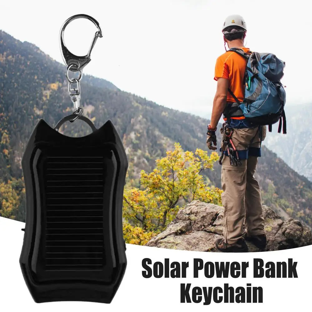 Solar Battery Charger With 3 LED Flashlight And Keychain Portable 1500amh Mobile Power Rechargeable Power Bank For Cellphone