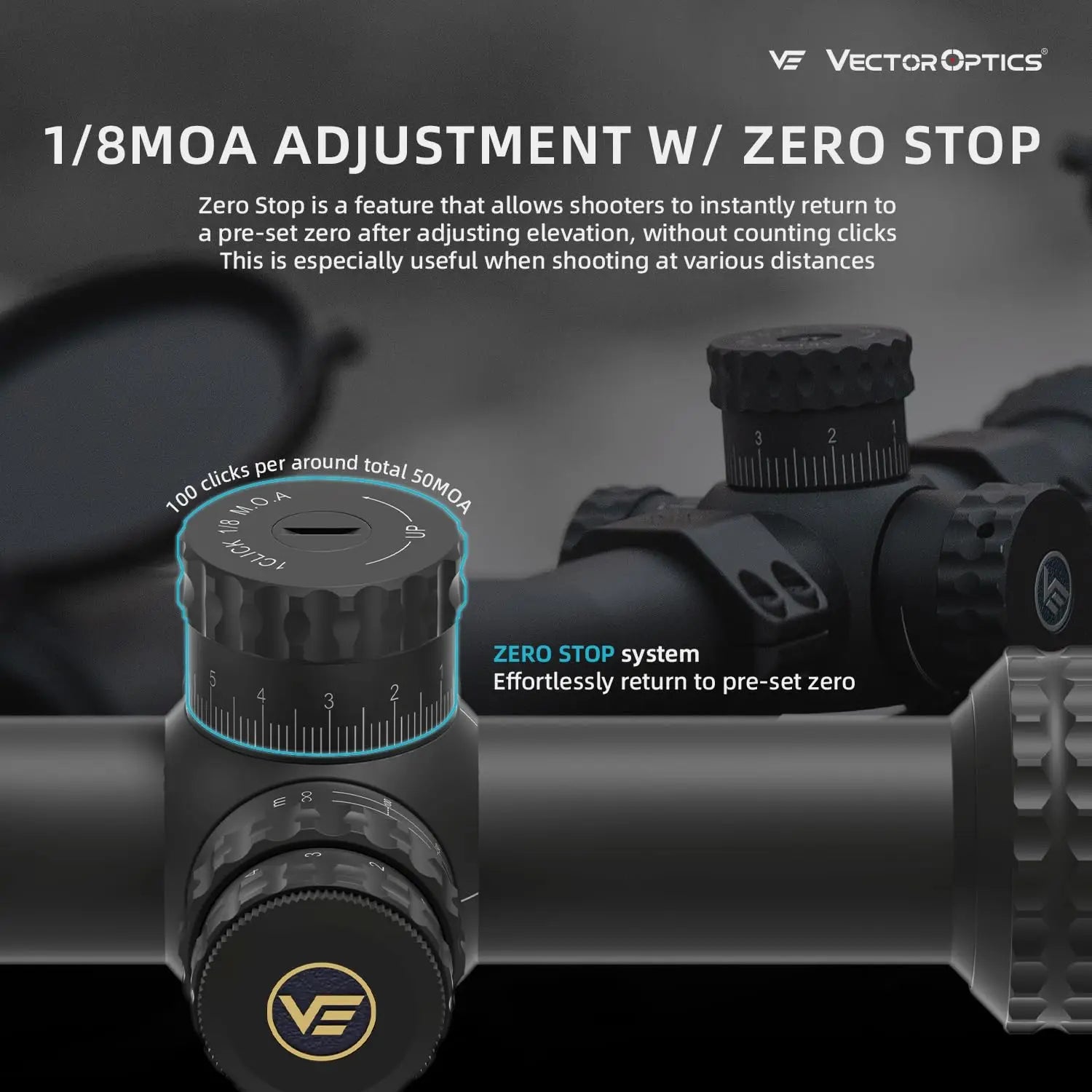 Vector Optics Sentinel-X Pro10-40x50 SFP Riflescope With Center Dot Illuminated Reticle & Zero Stop For 25M Benchrest Shooting