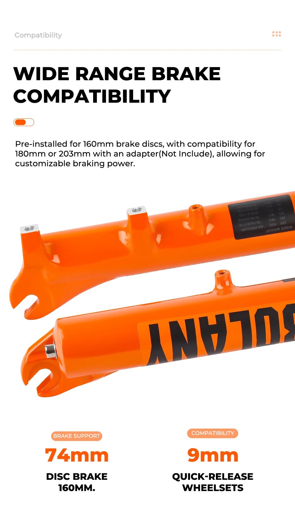 BOLANY Bike Air Fork 27.5/29inch 120mm Travel Oil Air Suspension Lightweight Magnesium Alloy Quick Release Bicycle Fork