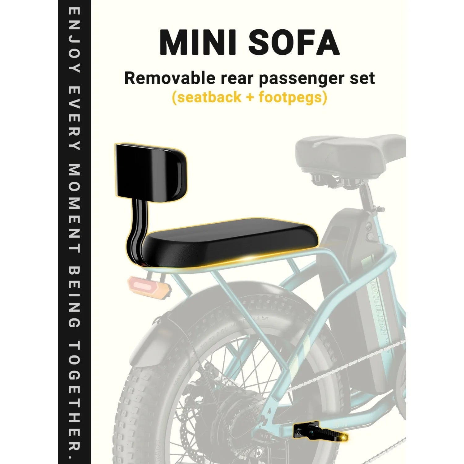 City E-Bike 750W Motor 48V15AH Battery with Seat Back + Footrest Electric Bike 26*3.0-inch Fat Tire NFC Unlock Electric Bicycle