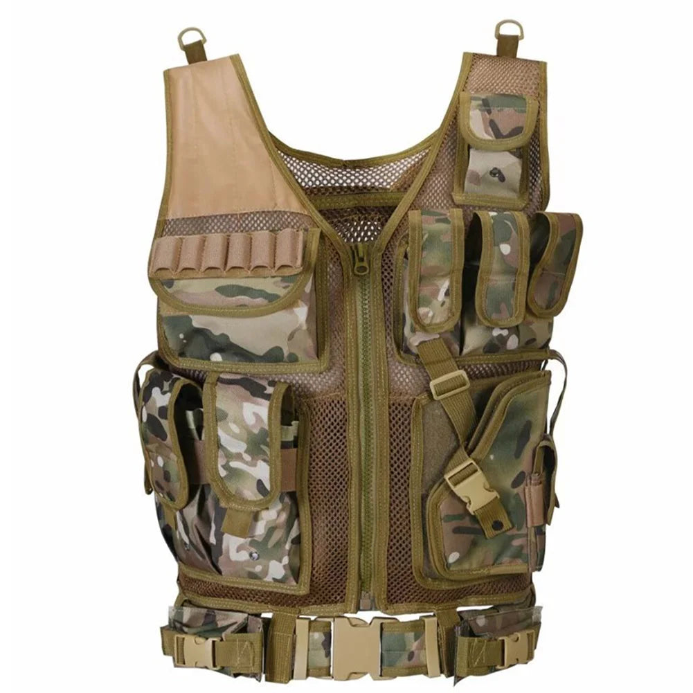 Nylon Molle Vest Adjustable Combat Body Armor Vests Multi-Pocket Airsoft Vest Hunting Outdoor CS Game Airsoft Training Jacket