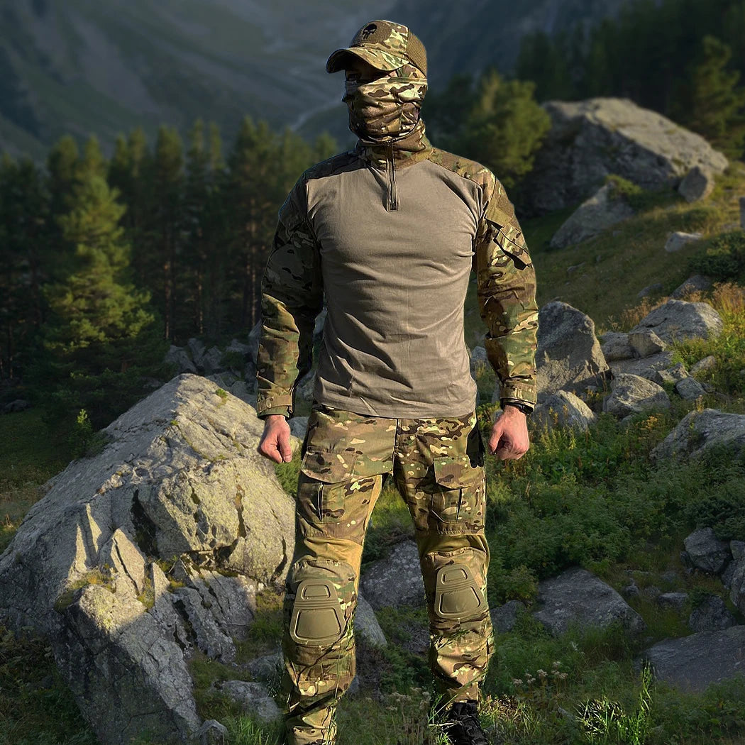 IDOGEAR Tactical Uniform BDU G3 Combat Shirt & Pants Knee Pads Update Ver Camo Combat Uniform 3004