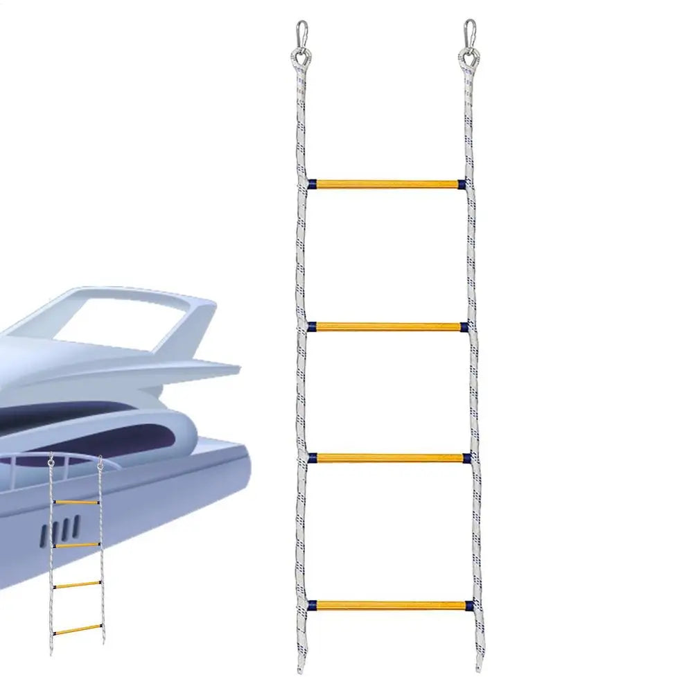 4 Layer Portable Soft Rope Ladder Nylon Inflatable Boat Boarding Steps Reusable Yacht Side Hanging Ladder for Kayak Canoe