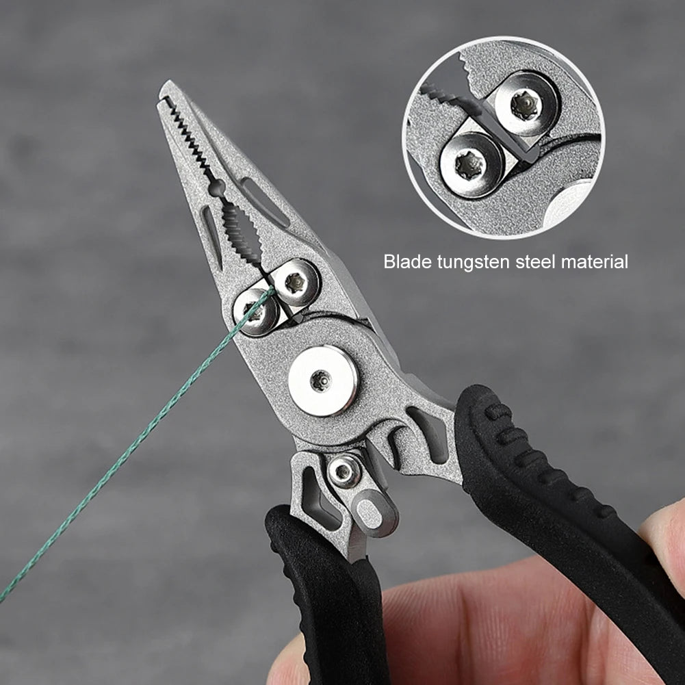 Portable Fishing Plier Scissor Stainless Steel Cutting Fish Line Tong Comfortable Grip Self-locking Buckle Fishing Tackle Tool