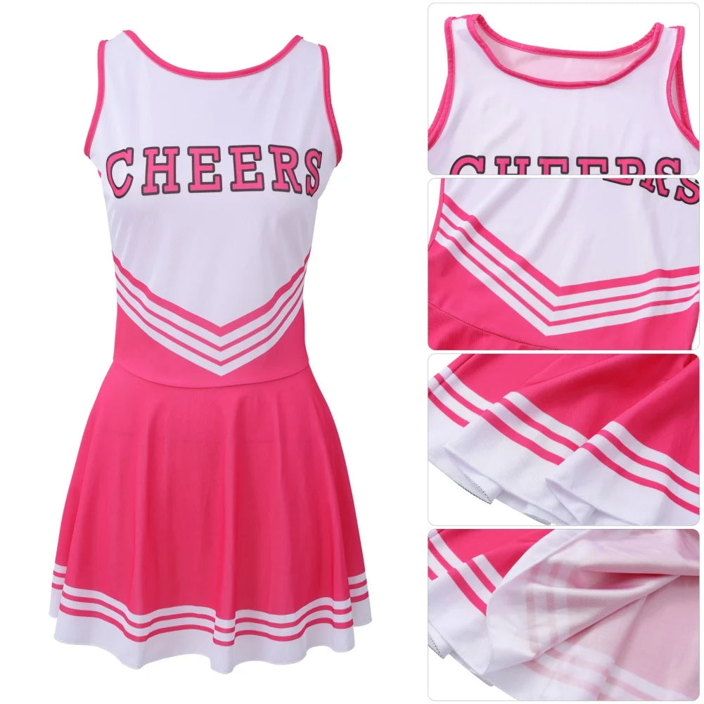 Cheerleader Costume High School Competition Letter Print Dance Uniform Pompoms Sock Cosplay Party Dress Carnival Halloween