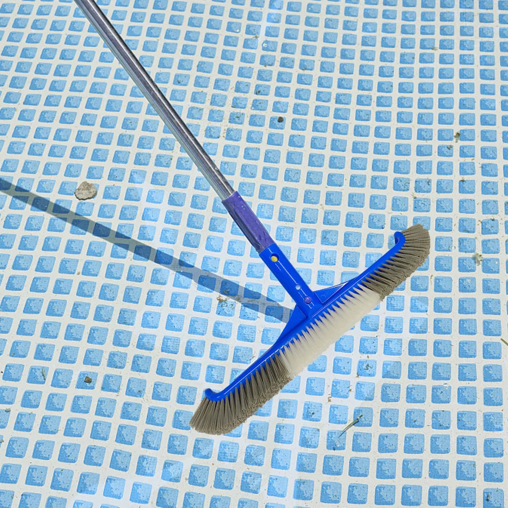 17 Inch Swimming Pool Scrub Brushes with EZ Clip Heavy Duty Pool Brush Head for Cleaning Inground Pool Tiles Walls Floor Steps