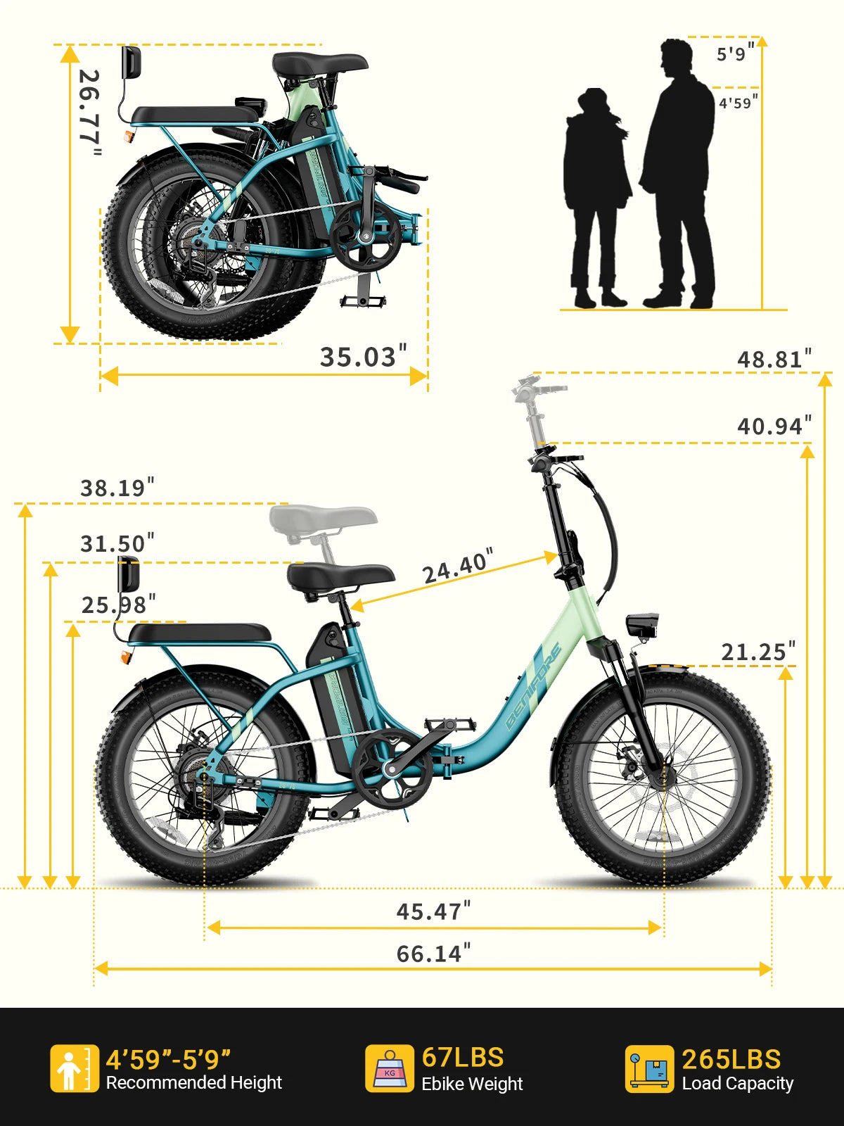 City E-Bike 750W Motor 48V15AH Battery with Seat Back + Footrest Electric Bike 26*3.0-inch Fat Tire NFC Unlock Electric Bicycle