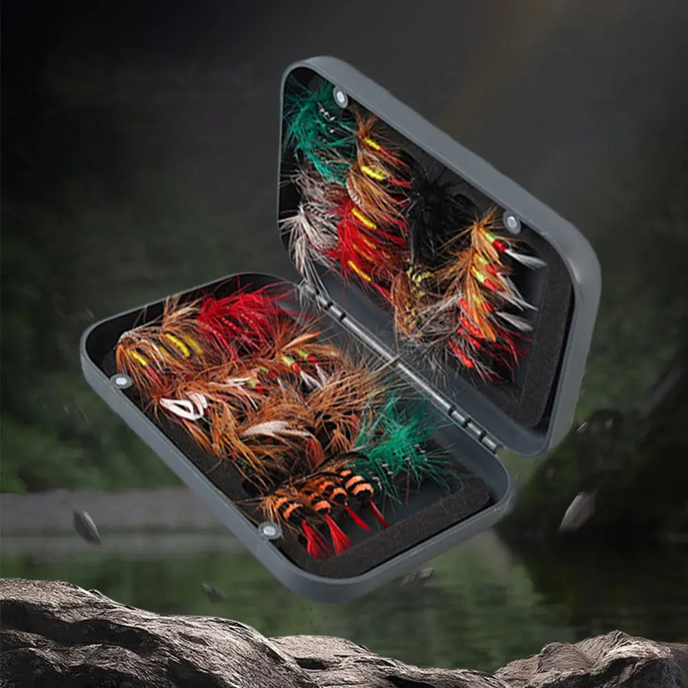 60/41pcs Box Bionic Fly Hook Set Artificial Insect Fishing Baits Bionic Insects Flies with Box Fly Fishing Lures for Trout Carp