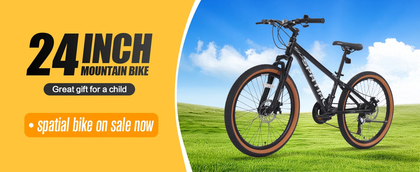 SPATIAL Mountain Bike 24 Inch, 21 Speed Aluminum Frame Lightweight Bike,Dual Disc Brake Bicycle for Teenager