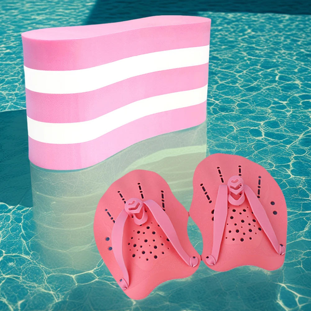 Swim Training Pull Buoy Adjustable Strap Hand Paddles with Mesh Bag Swim Training Equipment 5-Layer Pull Buoy for Adults