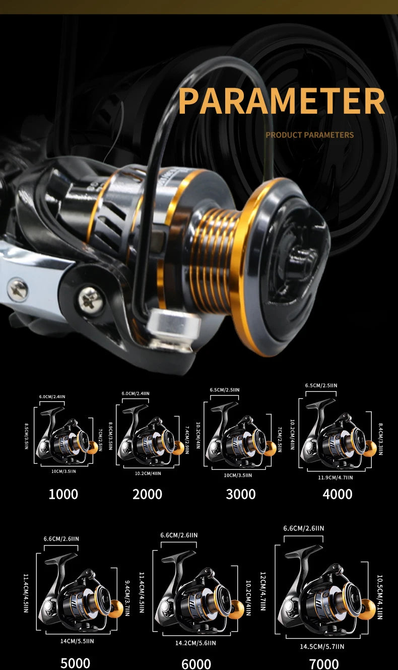 HM NEW Fishing Reel Spinning Reel Metal Reel Cup 10KG Max Drag Power Spinning Wheel High Speed Adapt to Any Water Body