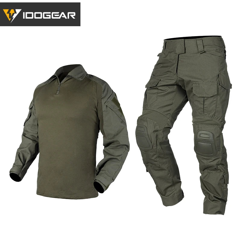 IDOGEAR Tactical Uniform BDU G3 Combat Shirt & Pants Knee Pads Update Ver Camo Combat Uniform 3004