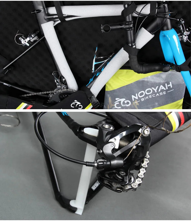 NOOYAH Bike Travel Case Bicycle Transport Bag EVA Case MTB Road Bike Accessories Hardshell Round Trip Suitcase Bike Travel Tools