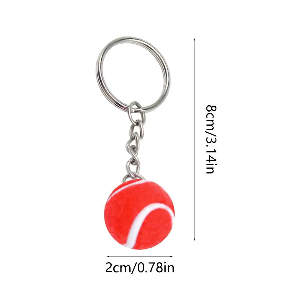 7 Color Key Chain Tennis Ball Metal Keychain Car Key Ring Sports Chain Sliver Color Mini Tennis Racket Backpack Pendant Gifts