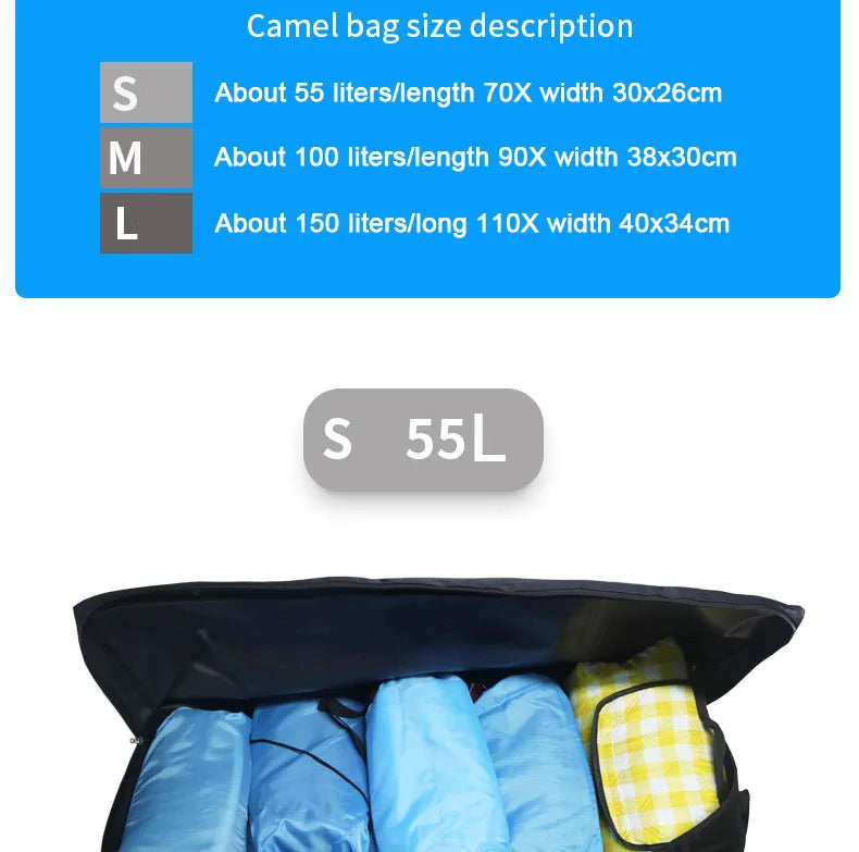 Super Large Capacity Travel Bag Outdoor Camping Backpack Waterproof Handbag 1680D Oxford Cloth Luggage Bag 55L/100L/150L