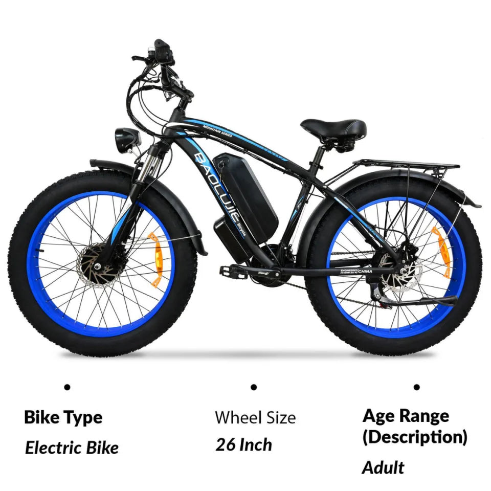 for 2000W dual motor 48V 20AH 26*4.0 fat tire hydraulic brake soft tail frame large front fork color instrument electric bicycle