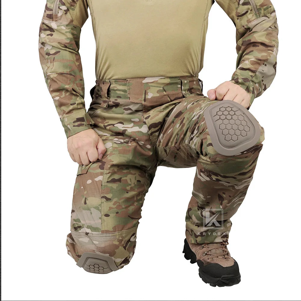 KRYDEX Tactical Combat Pants Assault Men Battlefield Combat Trousers Uniform & Knee Pads For Shooting Hunting Airsoft Gear