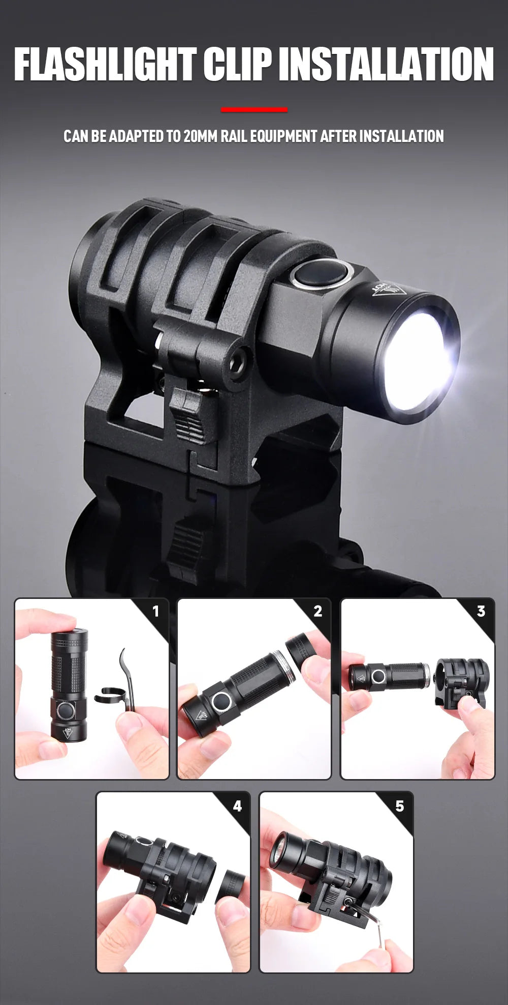 WADSN Metal Mini Weapon Tactic Airsoft white Strobe FAST Helmet Flashlight LED Flashlight Fit 20mm Rail Scout Hunting Light